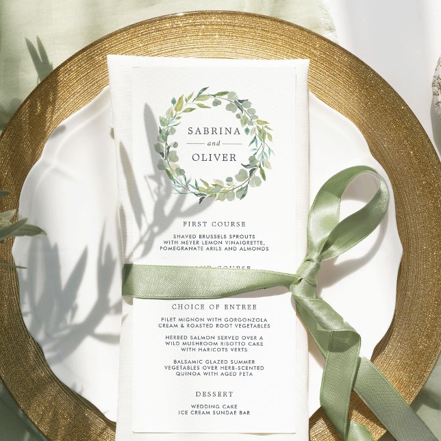 Eucalyptus Wreath Wedding Menu Card (Creator Uploaded)