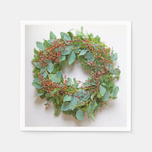 Eucalyptus wreath with pastel berries napkin