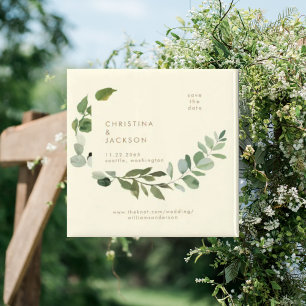 Eucalyptus Yellow Wedding Square Save the Date Magnet