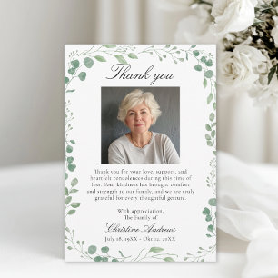 Eucalytus After Funeral Memorial Sympathy Thank You Card