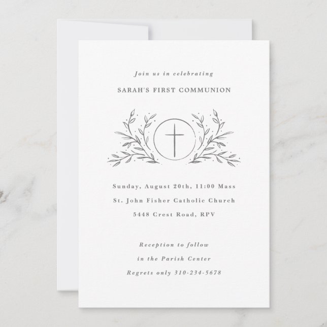 Eucharist Custom Colour First Communion Invitation (Front)