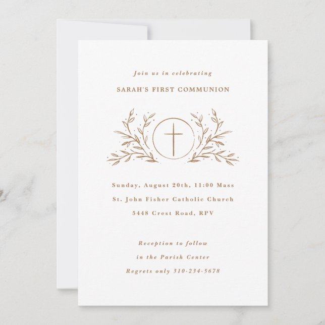 Eucharist Custom Colour First Communion Invitation (Front)