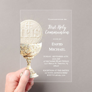 Eucharist design First Holy Communion Acrylic Invitations