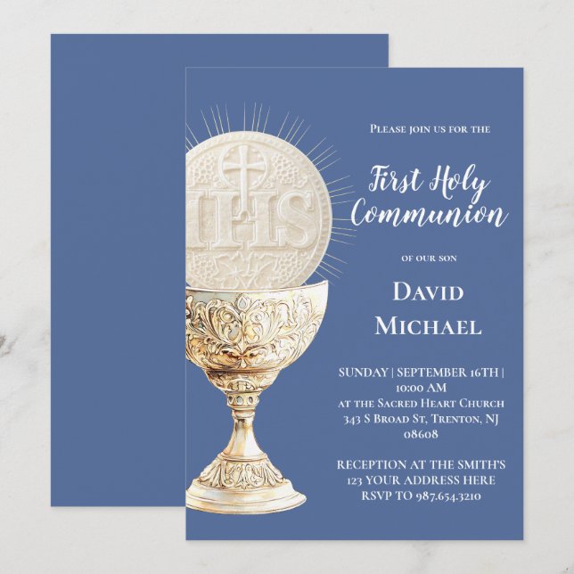 Eucharist design First Holy Communion Invitation (Front/Back)