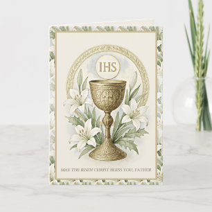 Eucharistic Easter Lilies Catholic Priest Holiday Card