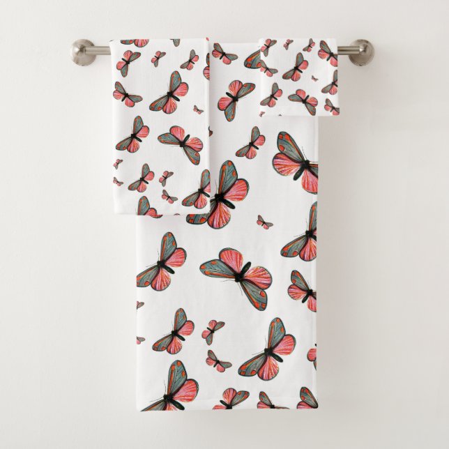 Euchelia jacobaeae - The Cinnabar Moth Bath Towel Set (Insitu)