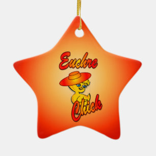 Euchre Chick #5 Ceramic Tree Decoration