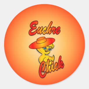 Euchre Chick #5 Classic Round Sticker
