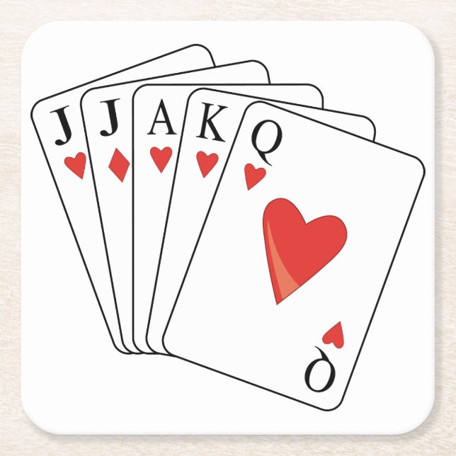 Euchre Playing Cards Square Paper Coaster (Front)