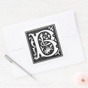 Euclid Capital Letter B on White Square Sticker
