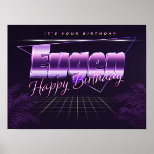 Eugen Name Vorname lila retro Poster Geburtstag