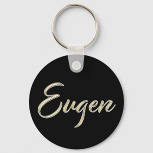 Eugen Name whitegold Button Schlüsselanhänger Key Ring