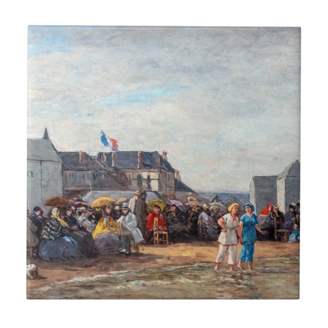 Eugene Boudin - Bathing Time at Trouville Ceramic Tile (Front)