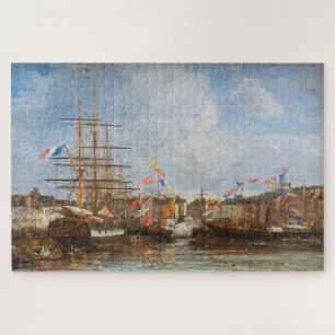 Eugene Boudin - Festival in the Harbor of Honfleur Jigsaw Puzzle