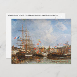 Eugene Boudin - Festival in the Harbor of Honfleur Postcard