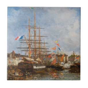 Eugene Boudin - Festival in the Harbour of Honfleu Ceramic Tile
