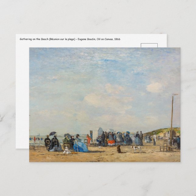Eugene Boudin - Gathering on the Beach Postcard (Front/Back)