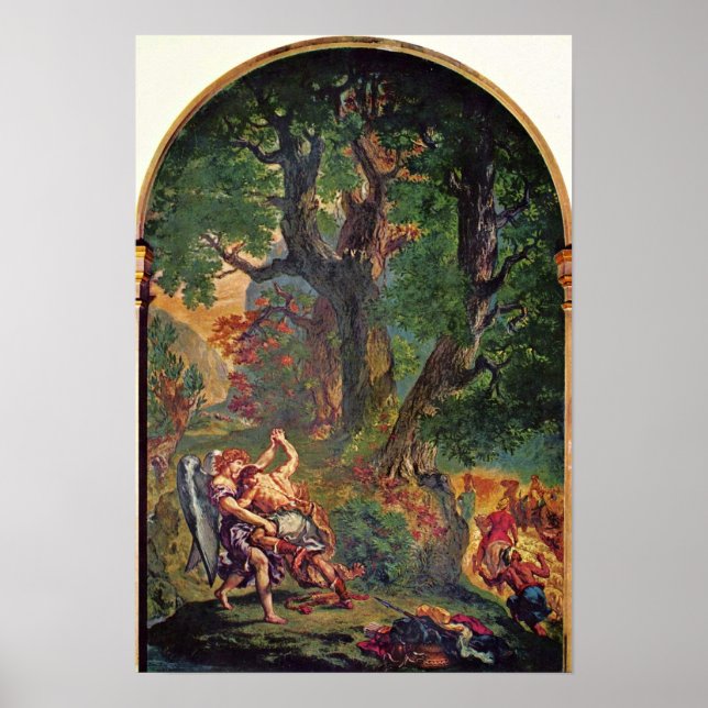 Eugene Delacroix - Jacob wrestling with angel Poster (Front)