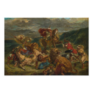 Eugene Delacroix - Lion Hunt Photo Print