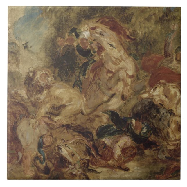 Eugene Delacroix - The Lion Hunt Ceramic Tile (Front)