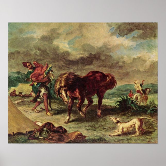 Eugene Delacroix - The Moroccan and his horse Poster (Front)