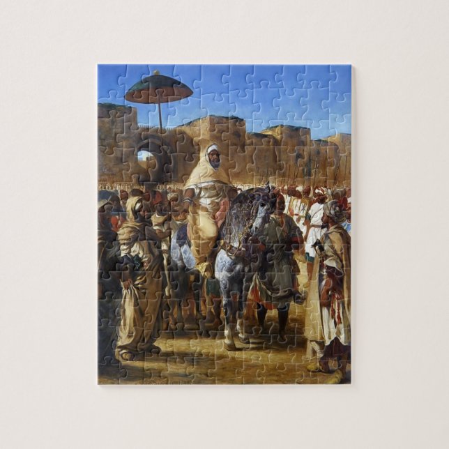 Eugene Delacroix- The Sultan of Morocco leaving Jigsaw Puzzle (Vertical)