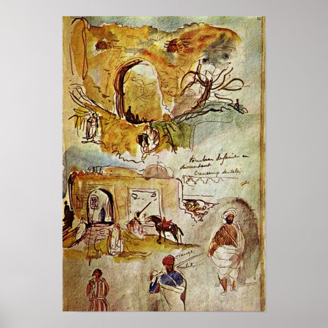 Eugene Delacroix - Walls of Meknes Poster (Front)