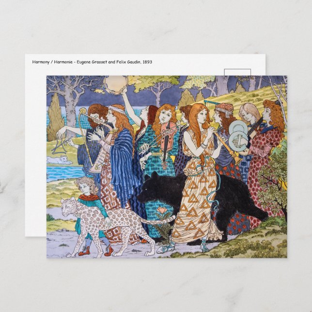 Eugene Grasset - Harmony Decorative Panel Postcard (Front/Back)