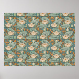 Eugene Grasset Water Lily Lilies Floral Design Poster