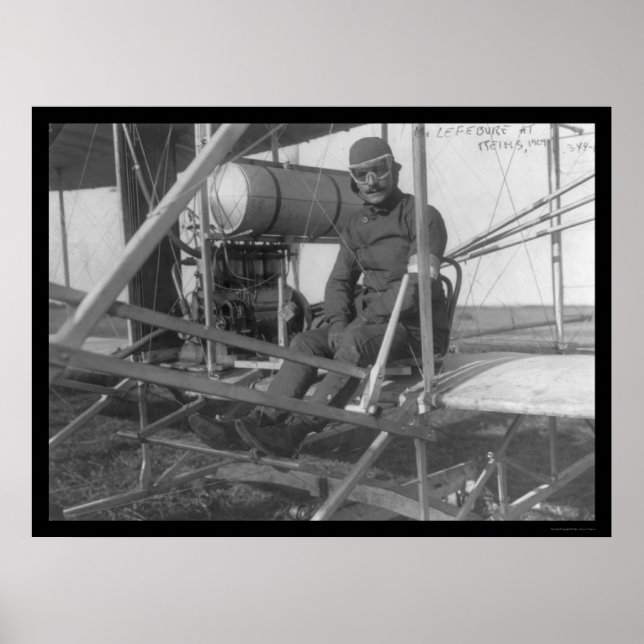 Eugene Lefebvre Seated at his Aeroplane 1909 Poster (Front)