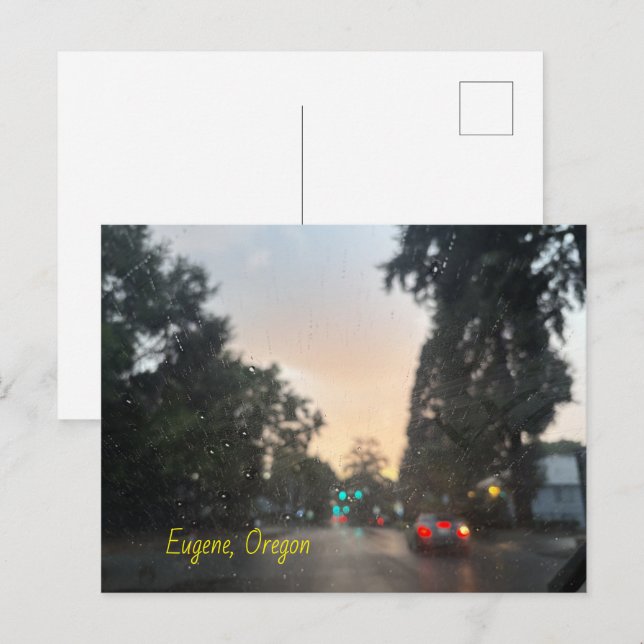 Eugene Oregon Postcard Note Card Card Rainy Day (Front/Back)