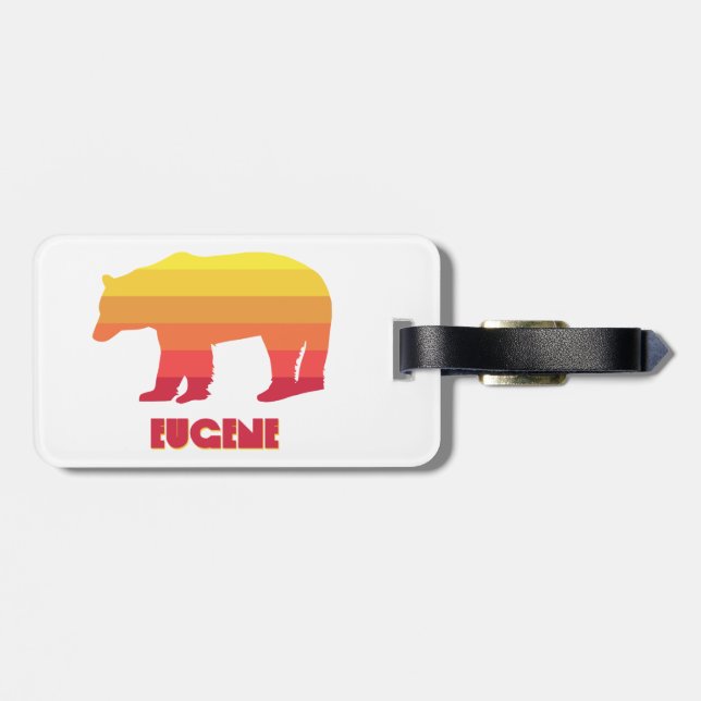 Eugene Oregon Rainbow Bear Luggage Tag (Back Horizontal)