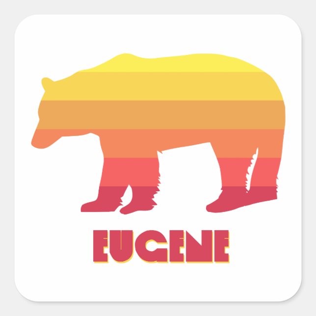 Eugene Oregon Rainbow Bear Square Sticker (Front)