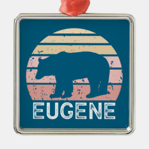 Eugene Oregon Retro Bear Metal Ornament