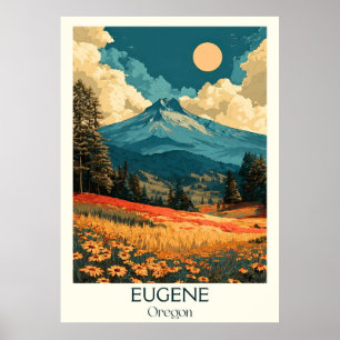 Eugene Oregon Vintage University Town Travel Art Poster