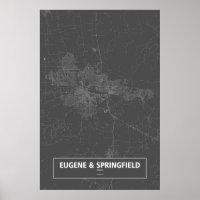 Eugene & Springfield, Oregon (white on black)