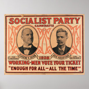 Eugene V. Debs Socialist Party 1908 Poster