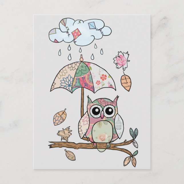 Eule im Regen Postcard (Front)