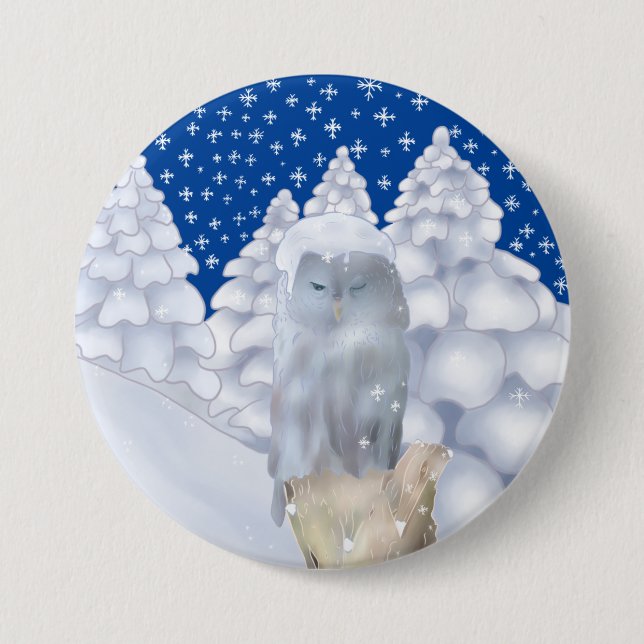 Eule im Schnee  7.5 Cm Round Badge (Front)
