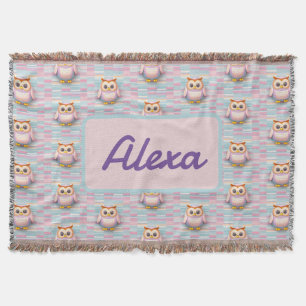 Eule mit Querstreifen muster pastellfarben Muster Throw Blanket