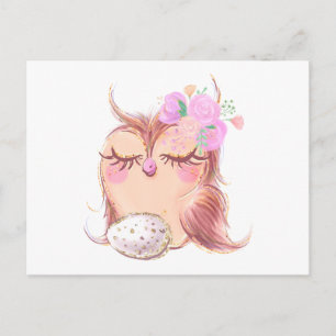 Eule Uhu Eier owl eggs Postcard