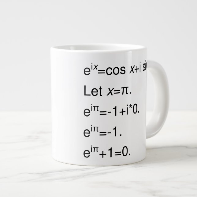 Euler's Formula, Derivation of Identity Large Coffee Mug (Front Right)