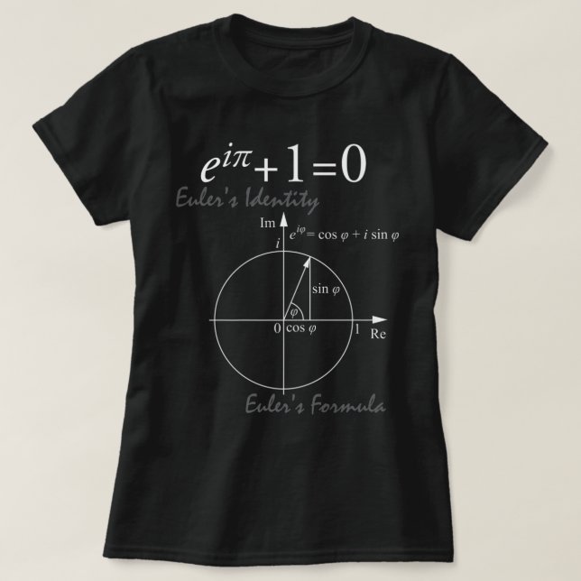 Euler's Identity Euler's Formula for Math Geeks T-Shirt (Design Front)