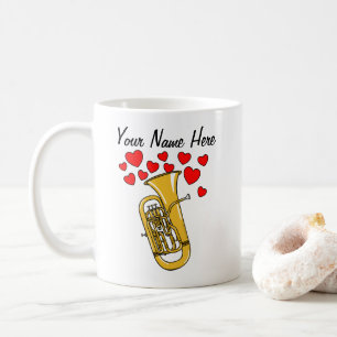 Euphonium Hearts Brass Musician Custom Coffee Mug