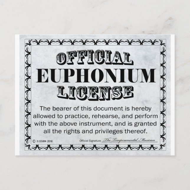Euphonium License Postcard (Front)