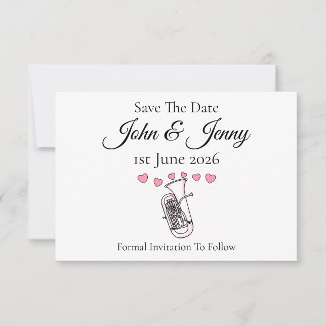 Euphonium Musician Wedding Save The Date (Front)