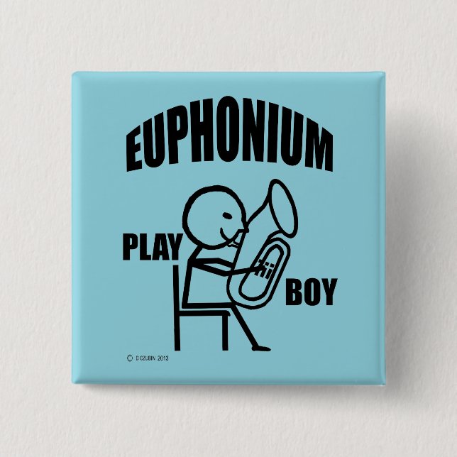 Euphonium Play Boy 15 Cm Square Badge (Front)