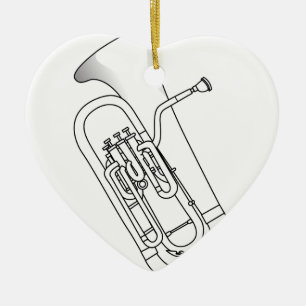 Euphonium Redwork Ceramic Tree Decoration