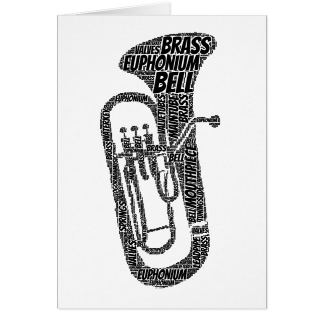 Euphonium Shaped Word Art Black Text (Front)