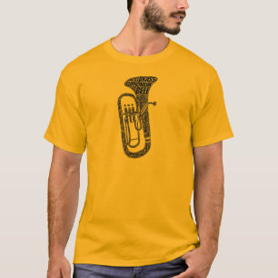 Euphonium Shaped Word Art Black Text T-Shirt